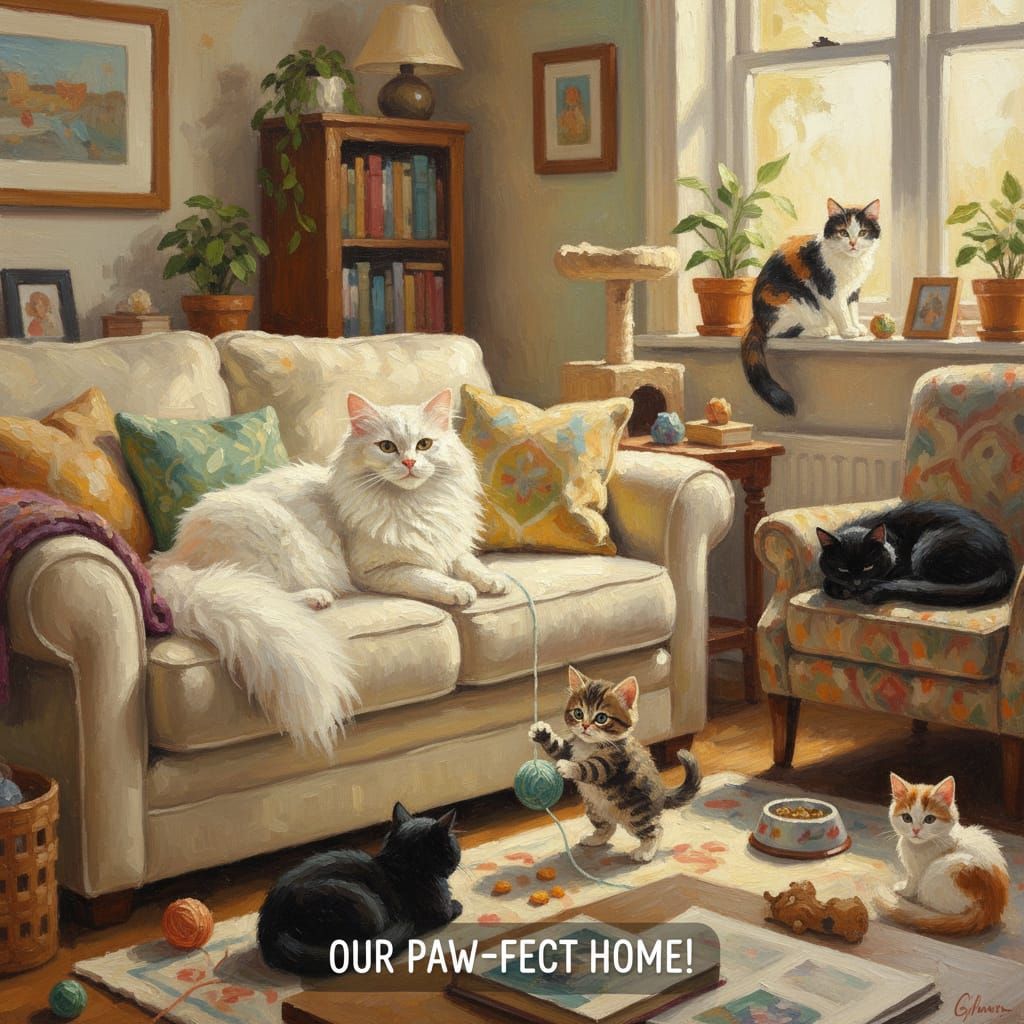 Charming Cats in a Loving, Happy Home