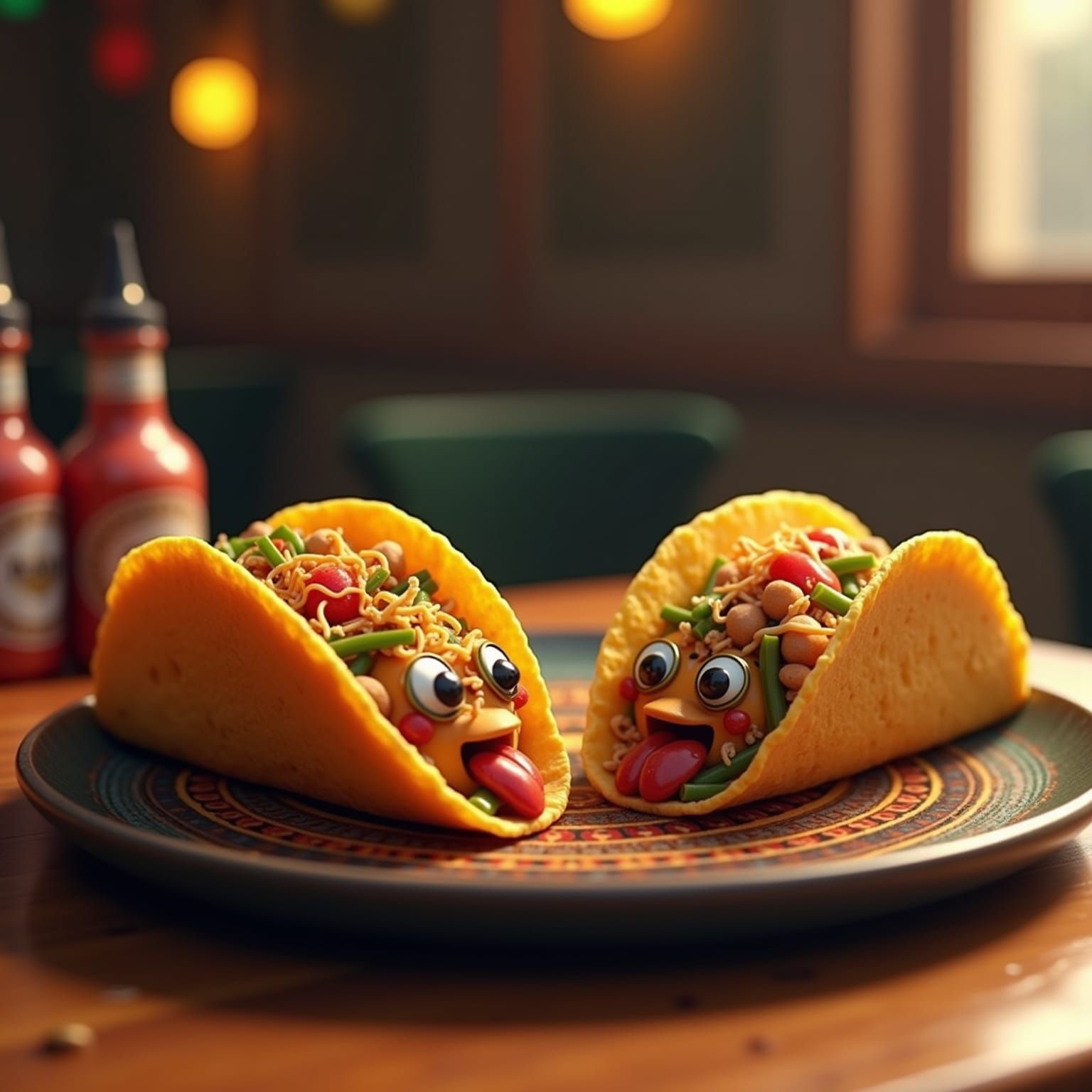 Adorable Tacos Engage in Intimate Conversation in Hyper-Real...