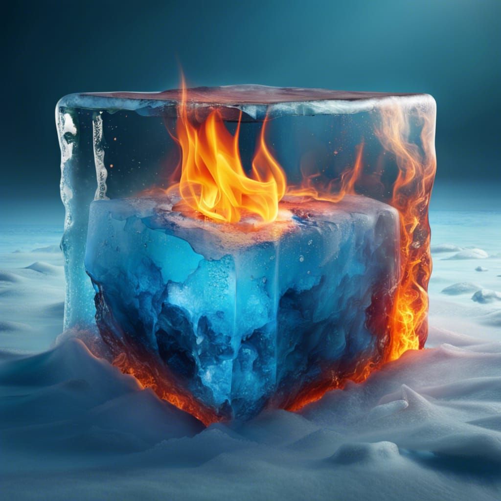 Fire Burns Within Ice Cube
