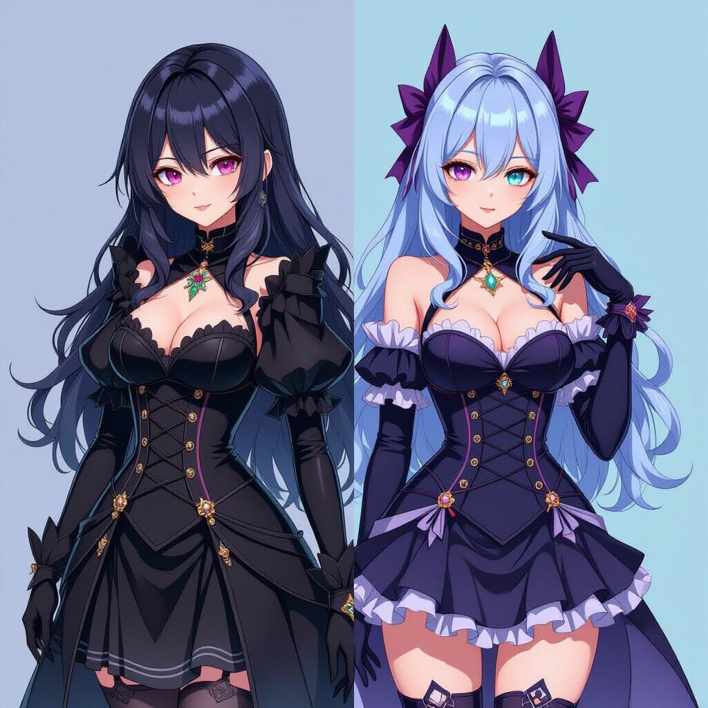 Gothic Heroine Meets Kawaii Villainess in 3D Anime Art