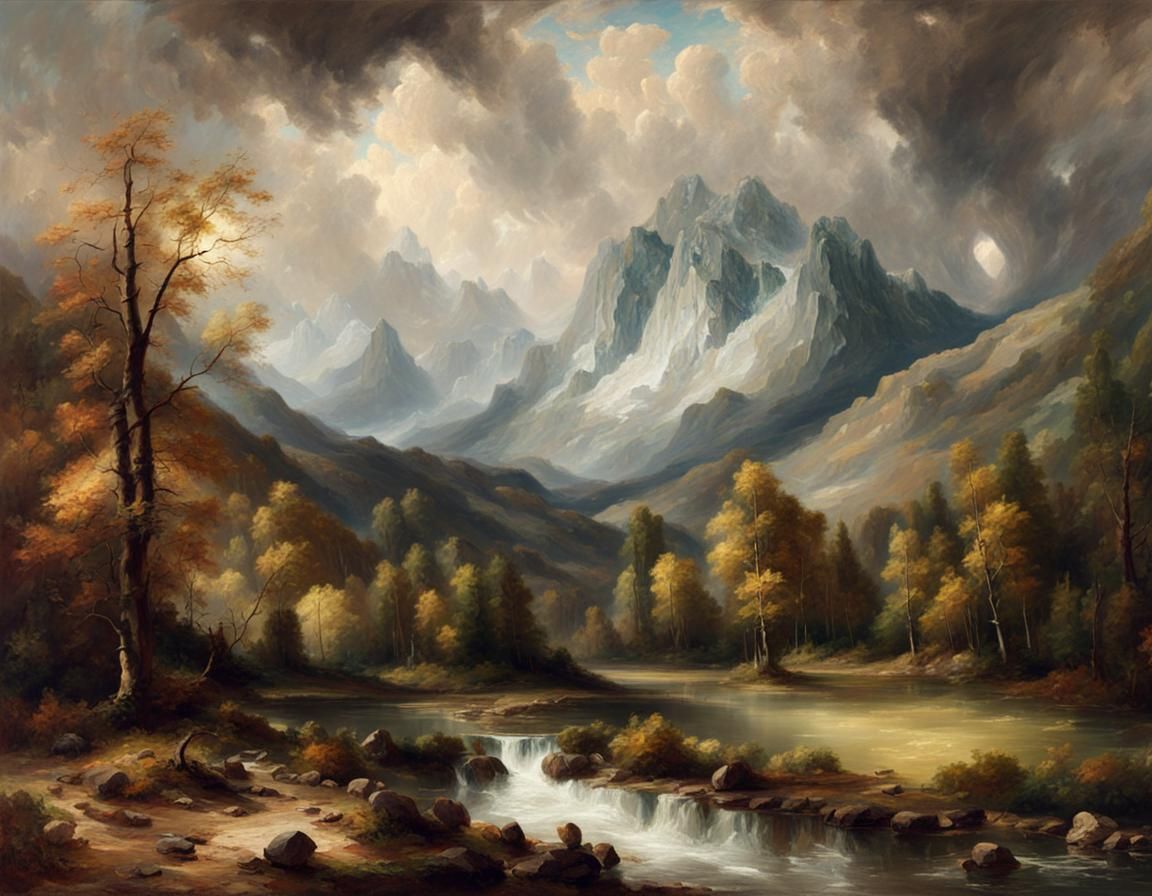 Mystical Mountain Landscape in Epic Painting Style