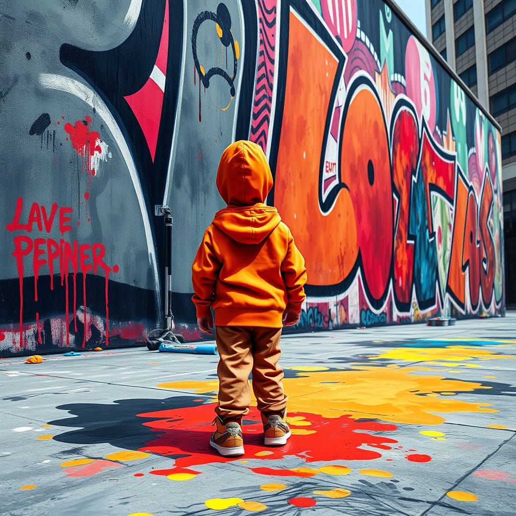 Child Street Artist Unleashes Vibrant Masterpiece