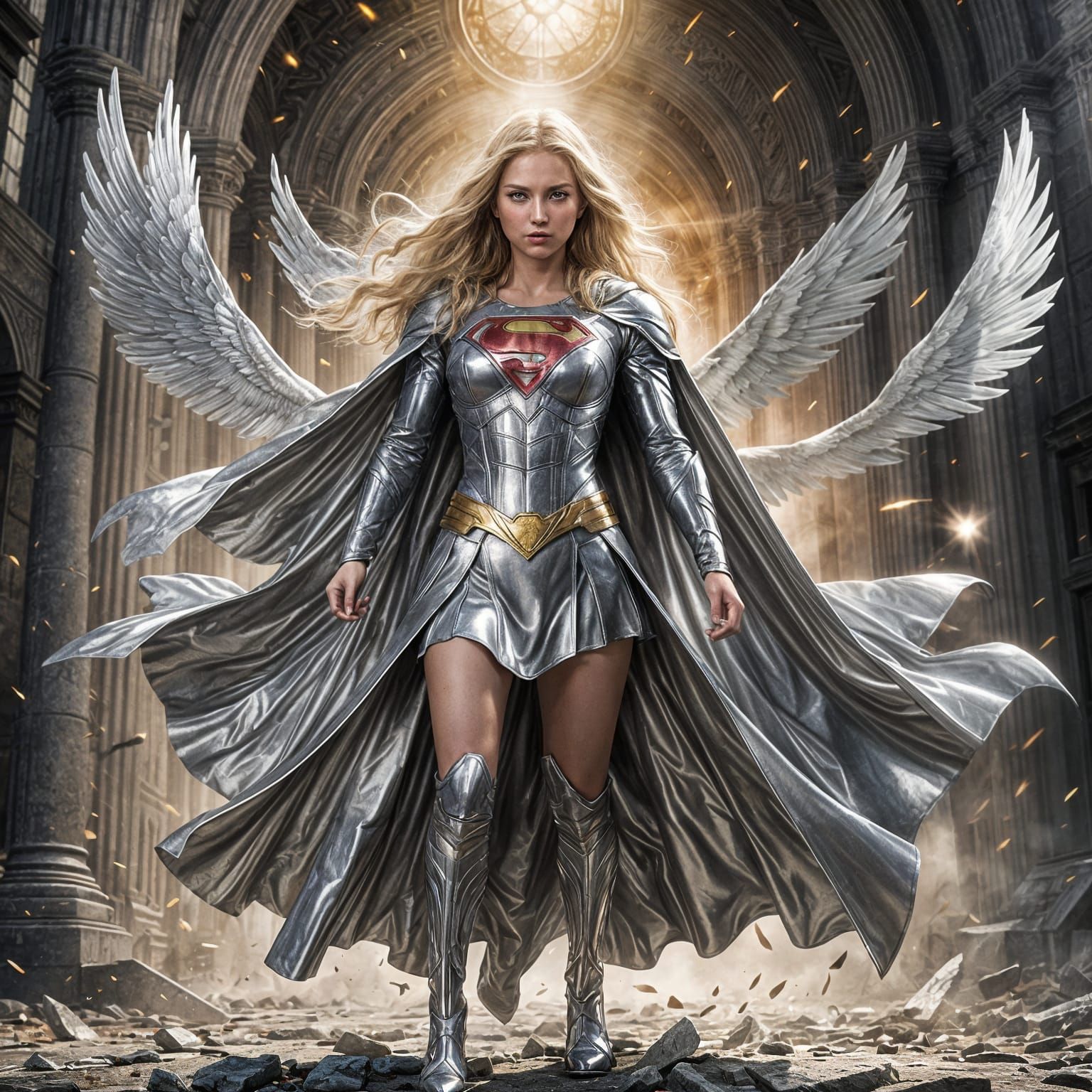 Supergirl Descends to Battle Doomsday in Dieselpunk Style
