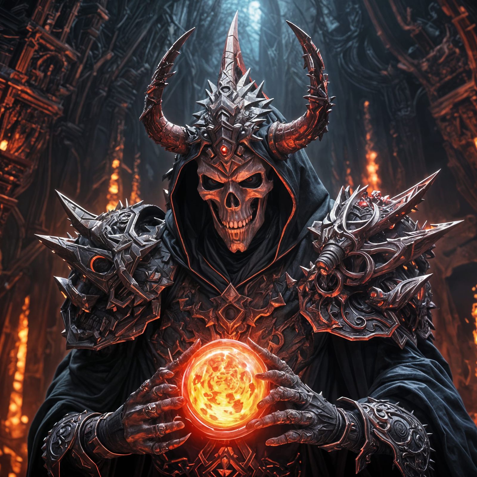 Demonic Lich Overlord Portrait in Dark Fantasy Style