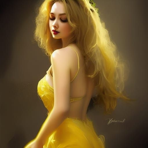 Blonde Bride in Psychedelic Fantasy Art Style