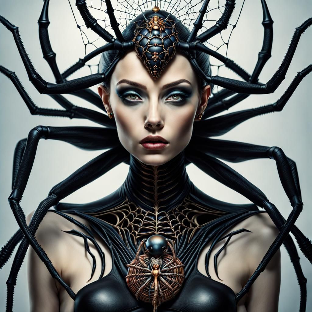 Surreal Arachnid-Woman Hybrid Creature