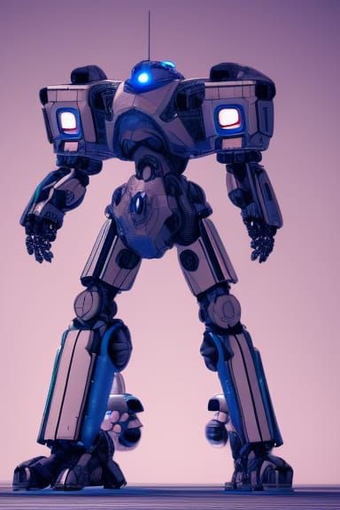 Neon Mecha Robot in Futuristic Sci-Fi Scene