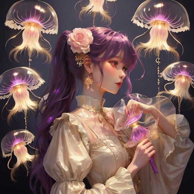 Lorelei Observes Herself: A Digital Anime Illustration