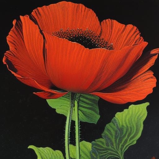 Radiant Poppy Portrait with Shimmering Effect