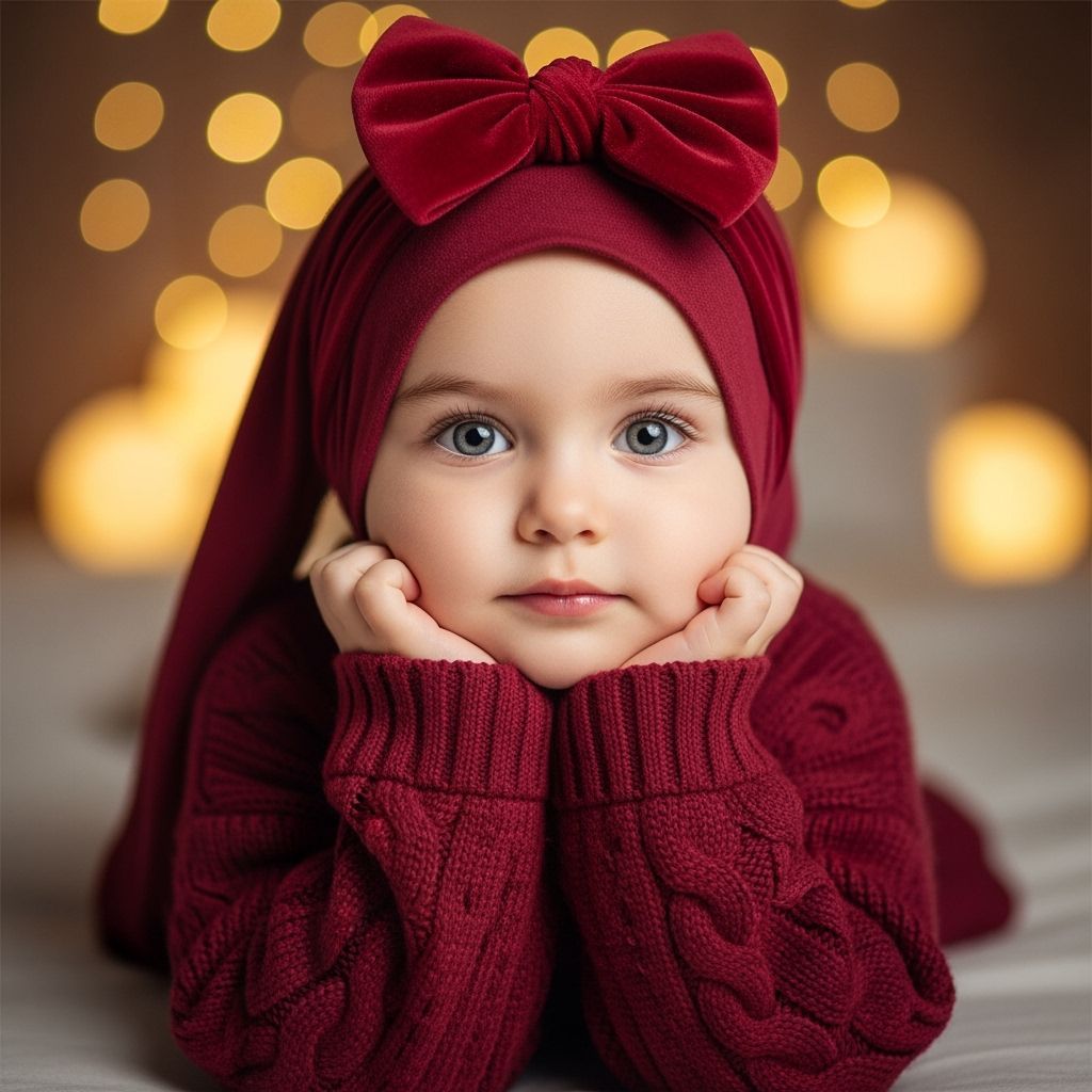Adorable Baby Girl in Cozy Pashmina Hijab