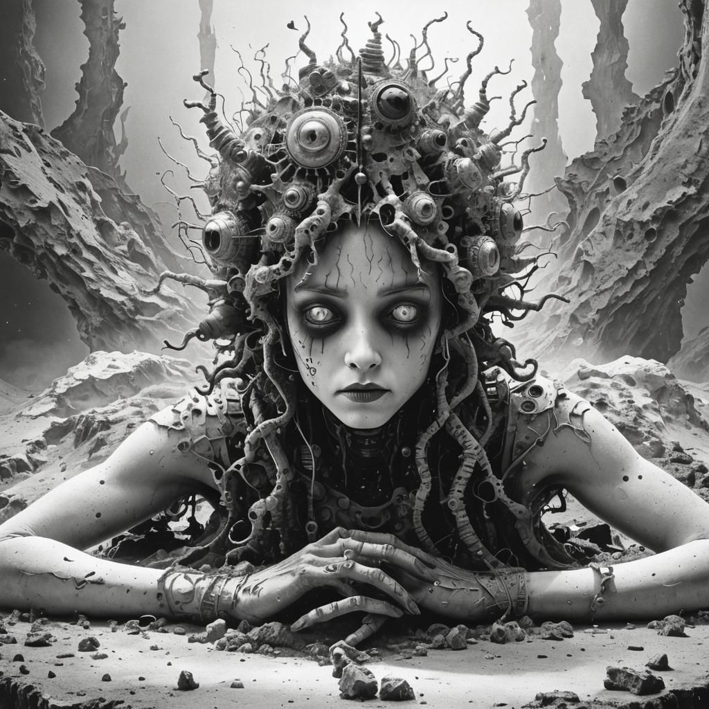 Eldritch Alien with Intricate Details in Fractal Art