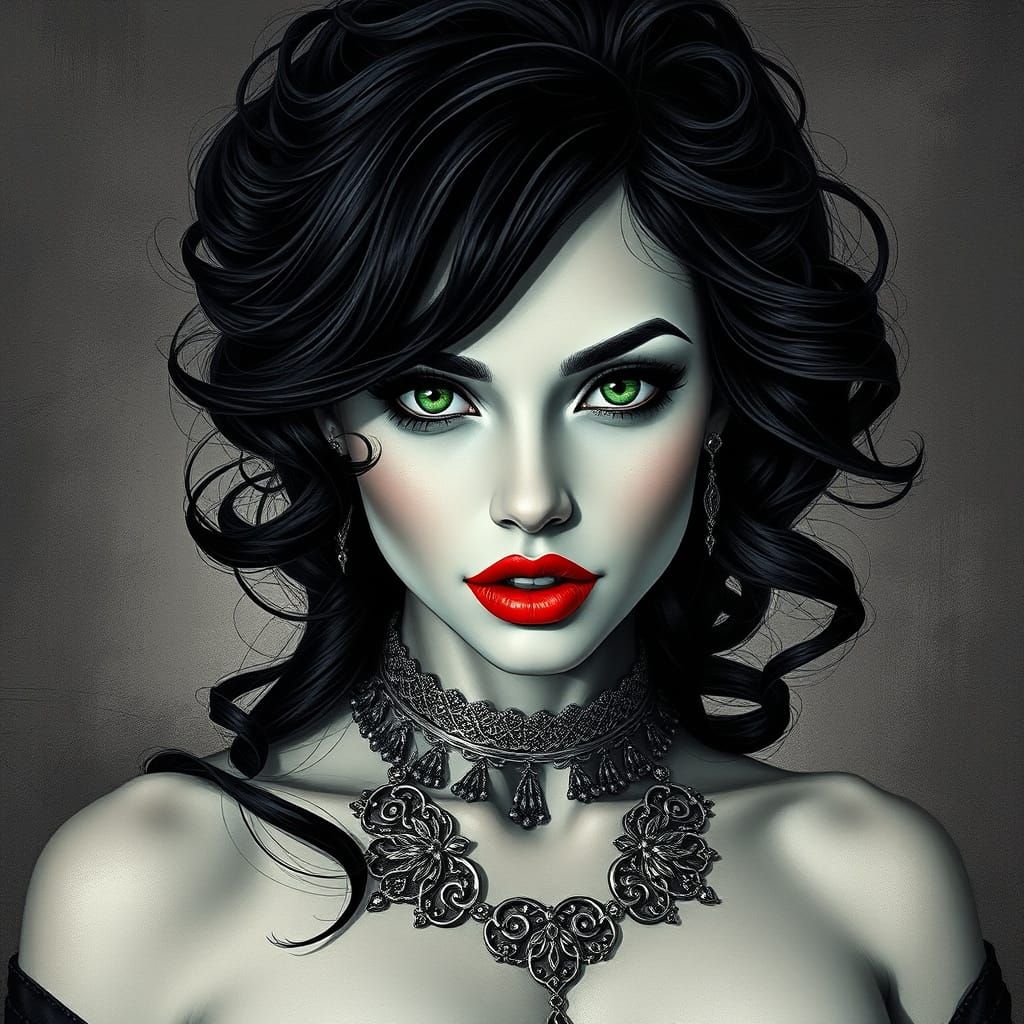 Enchanting Portrait of a Captivating Woman in Dark, Ethereal...