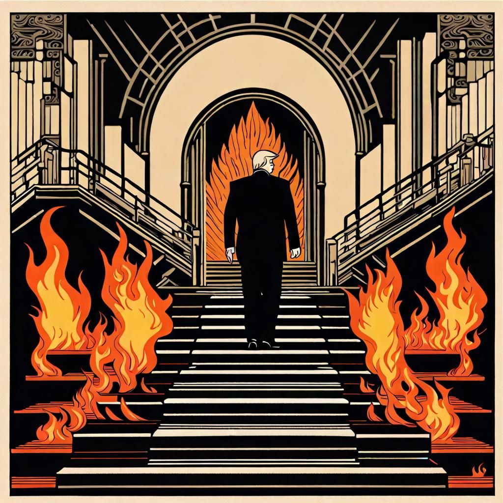 Stairway to Hell: Donald Trump in Art Deco Style