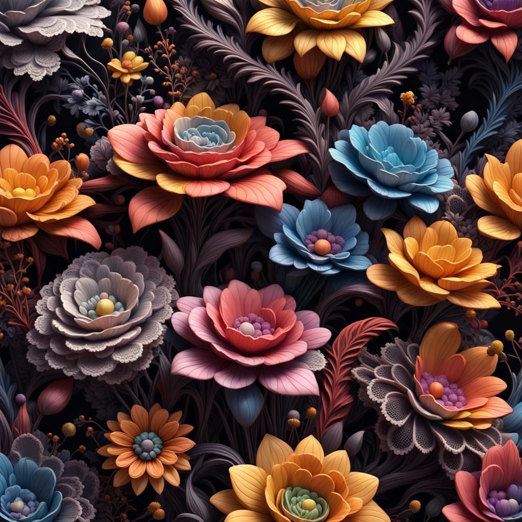 Lace Sculpture Bouquet: Detailed Matte Painting