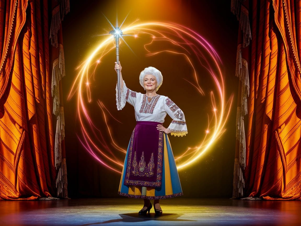 Ukrainian Showgirl Commands Stage with Magical Staff