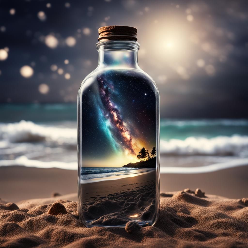 Dark Galaxy in a Bottle on the Beach