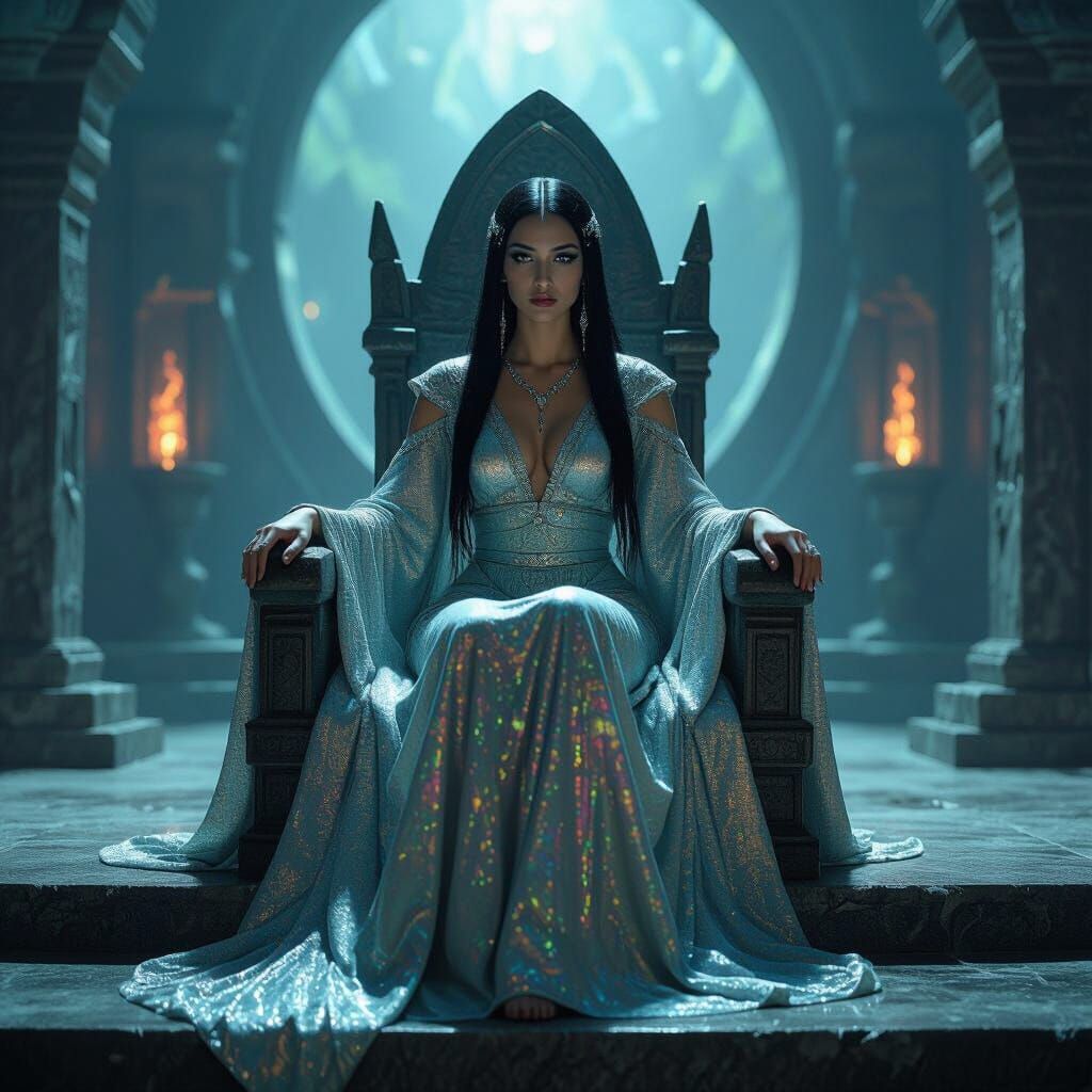 Goddess on Granite Throne in Alien Temple