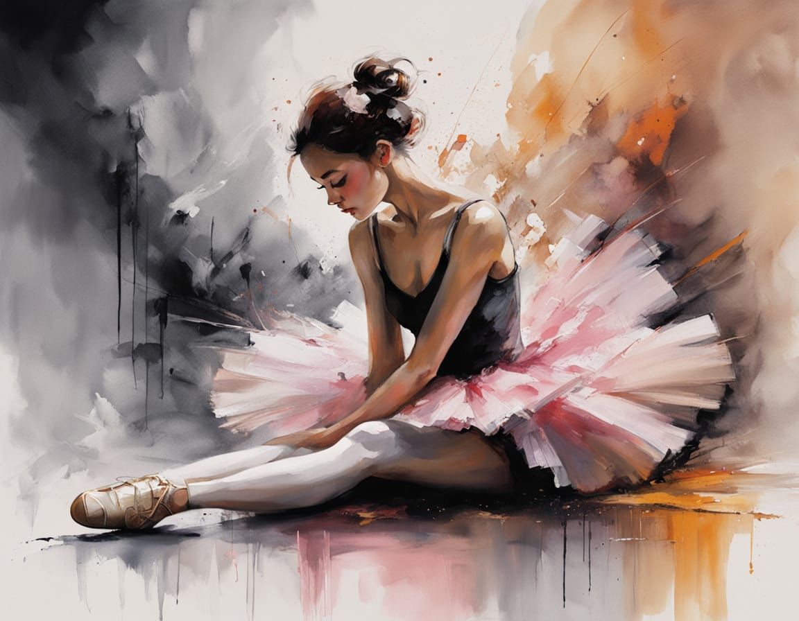 Ballerina in Copper Haze: Impressionist Masterpiece