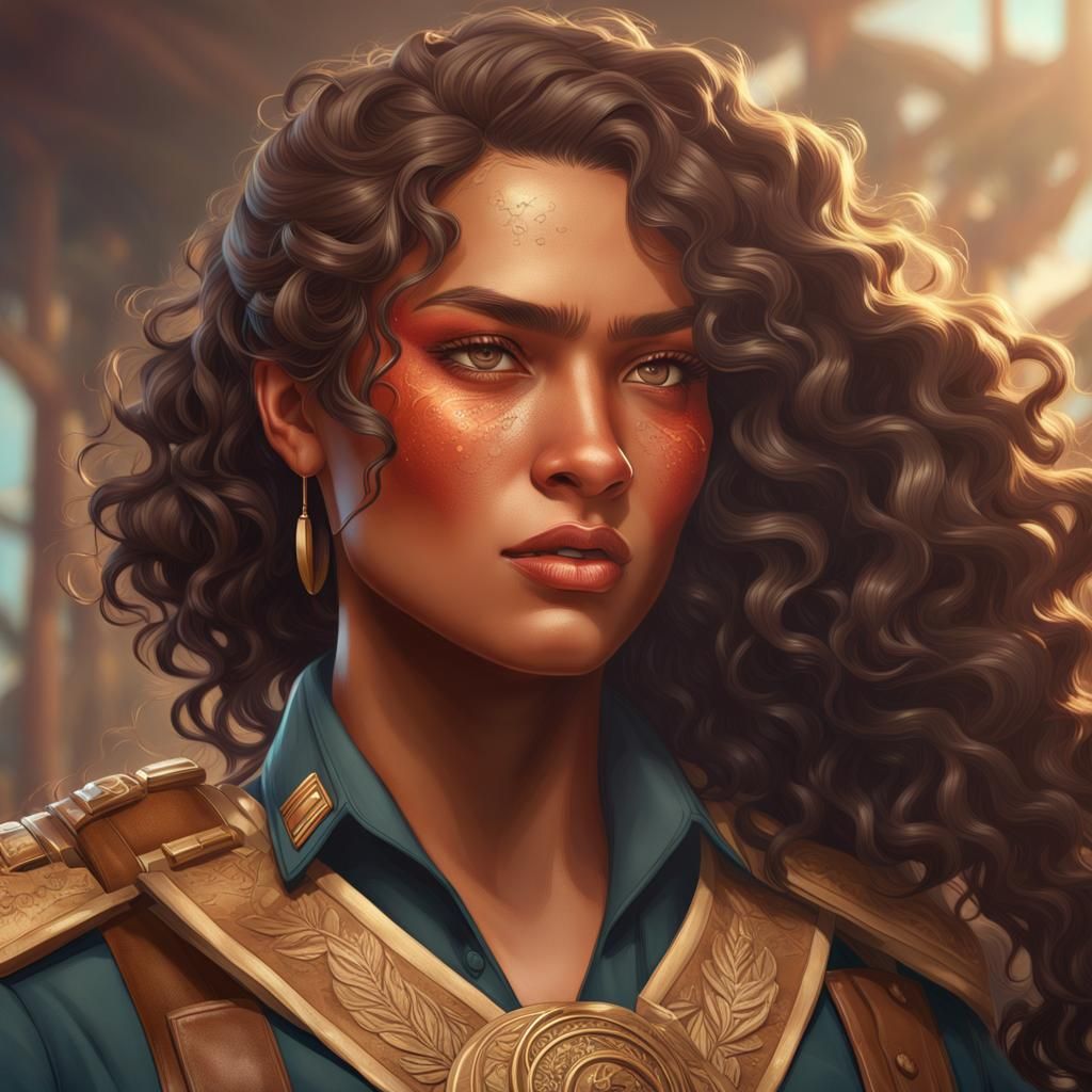 Polynesian Warrior Woman in 1920s Uniform