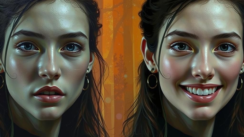 Woman's Portrait in Collage Style with Forest Glow