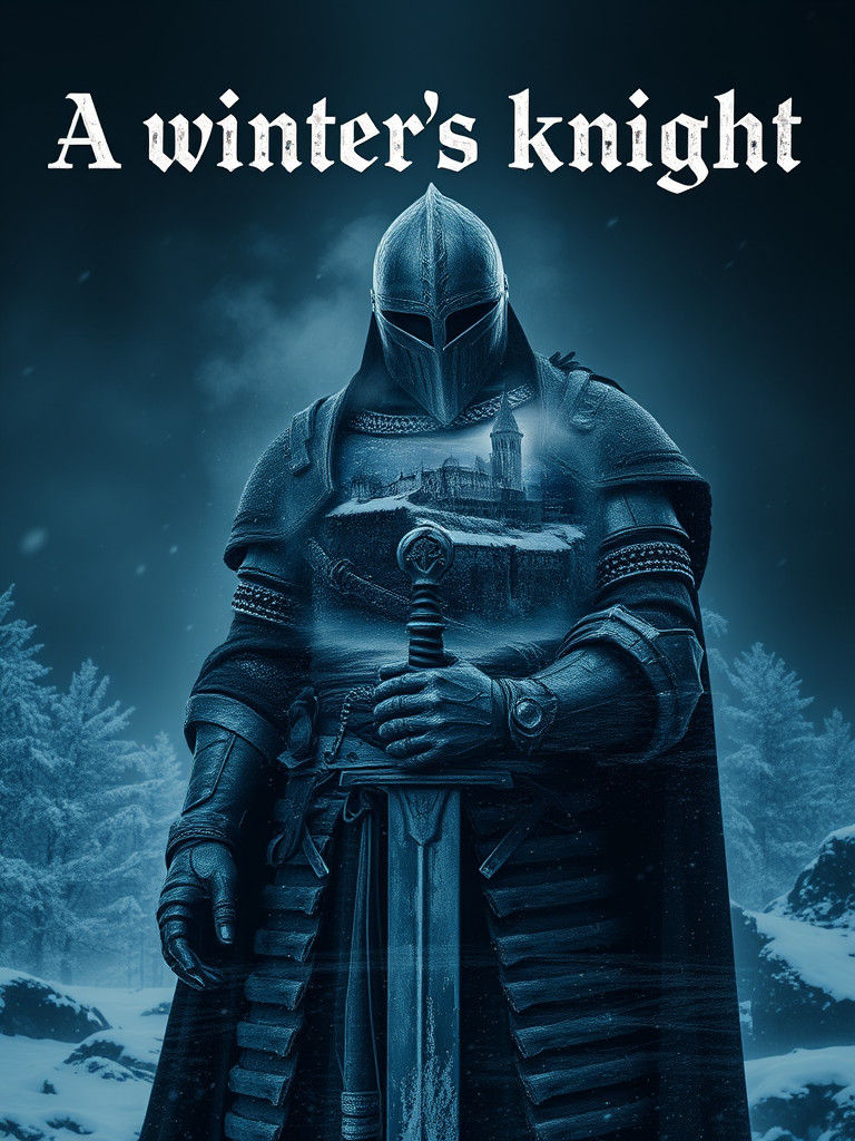 Weary Knight Silhouette in Frigid Landscape