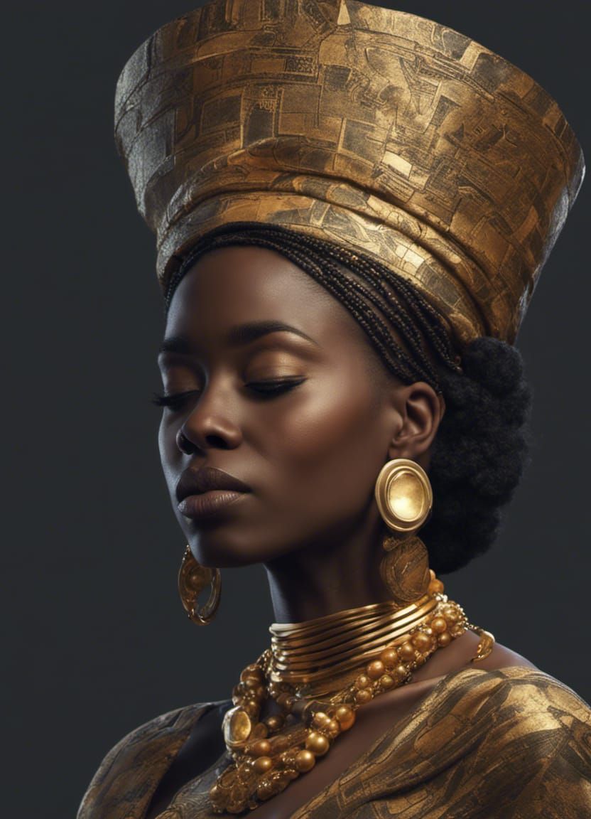 Regal African Queen in Peaceful Contemplation