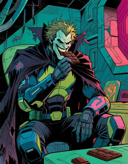 Supervillain Revels in Hideout Eating Chocolate