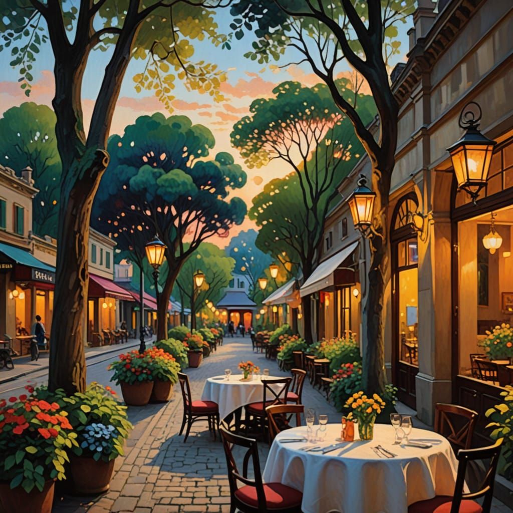 Cozy Night Café Under Italian Sundown