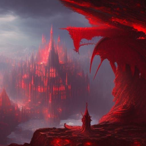 Scarlet King: Detailed Matte Painting in Deep Color