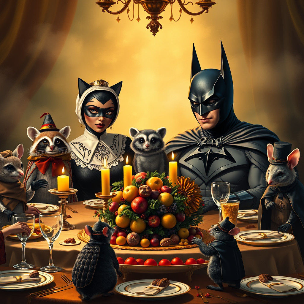 Catwoman and Batman Celebrate Thanksgiving, Dreamlike Scene