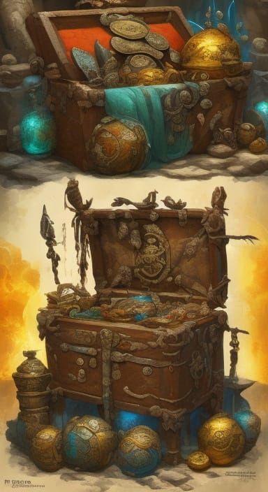 Pirate Treasure Discovery in Oil Painting Style