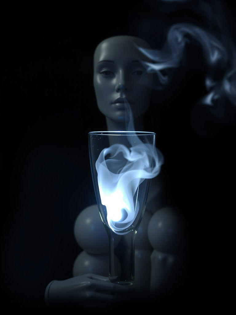 Glowing Glass Witch in Light Burst