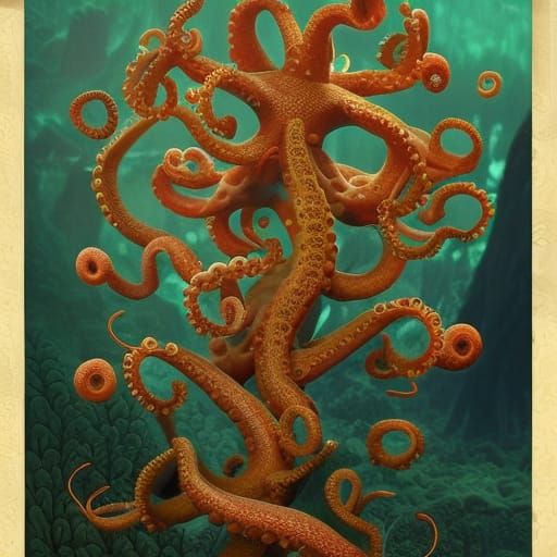 Octopus Tree in Coral Flower Field