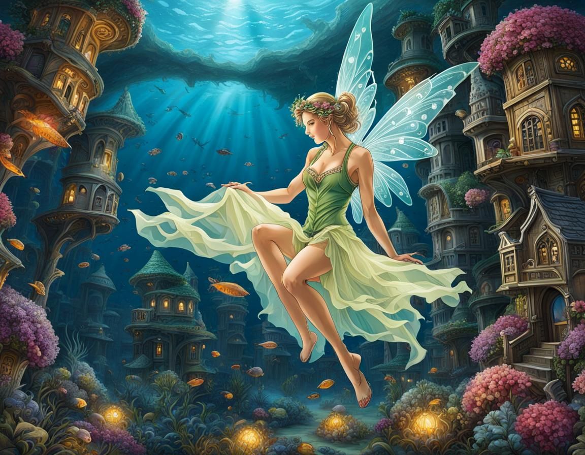 Underwater Fairy Village with Gypsy Girl Fairy