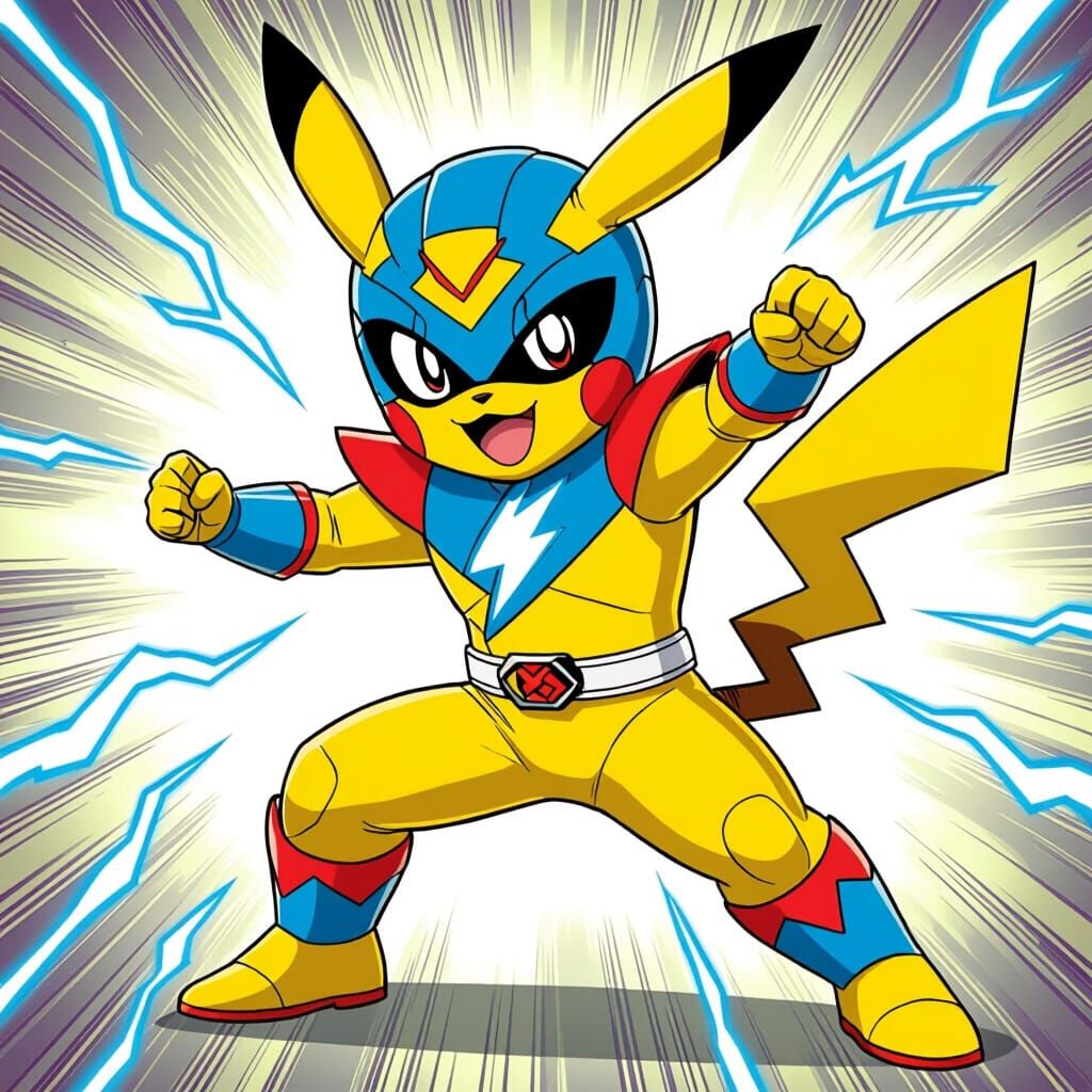 Pikachu as a Power Ranger in Dynamic Pose