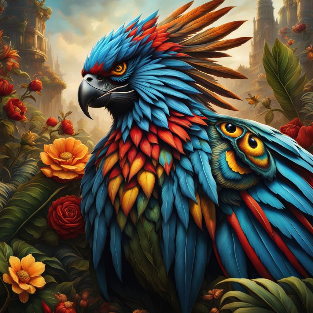 Guacamaya, Lobo, and Buho: Full Arm Tattoo Design