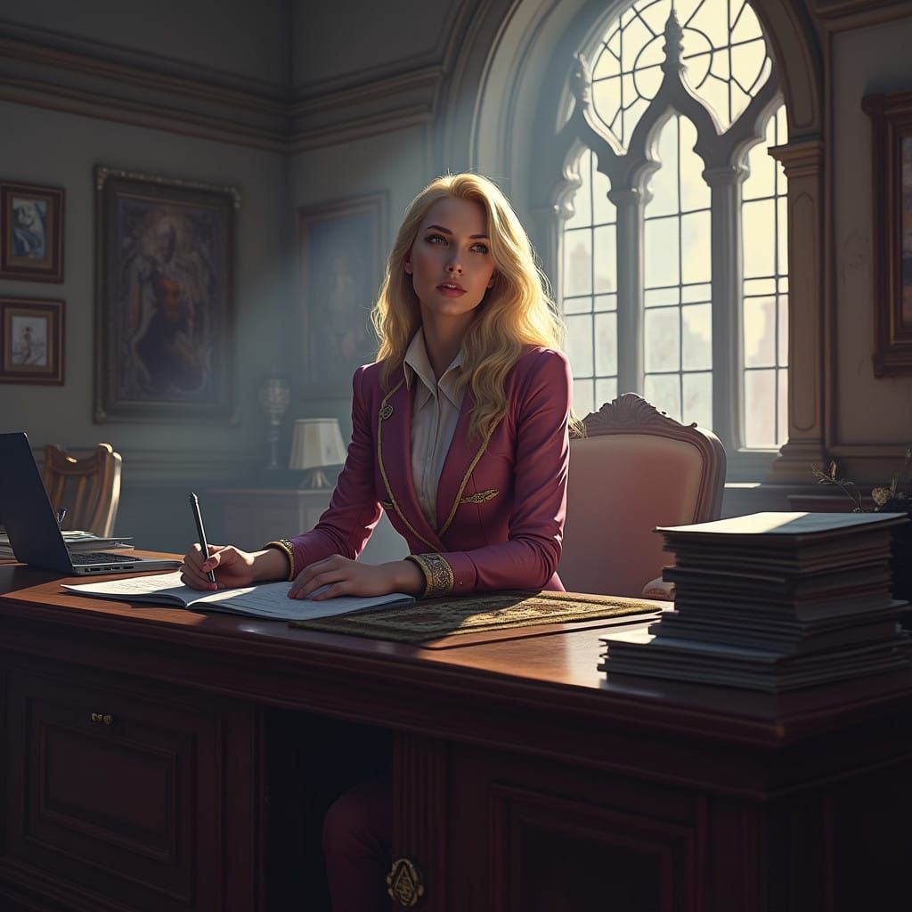 Emma Frost in Xavier's School for Mutants Office in a Detail...