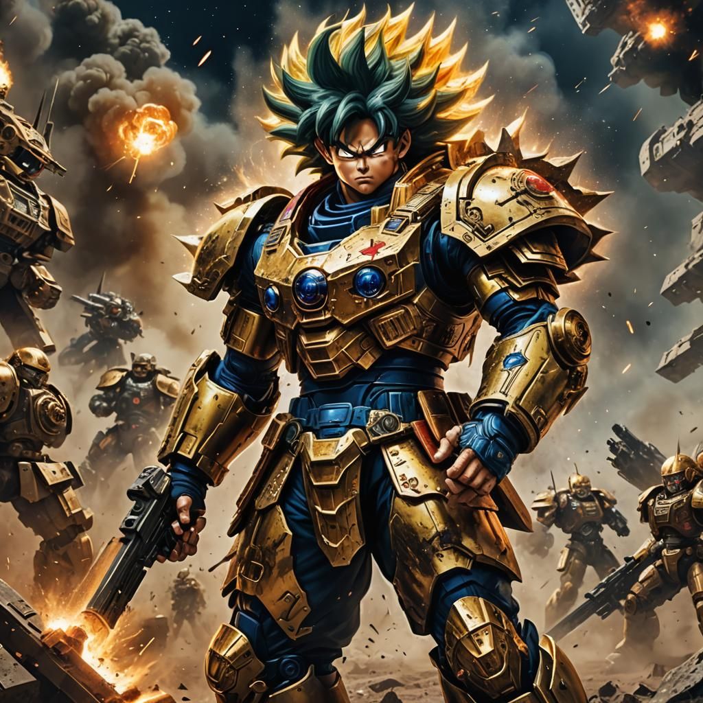 Goku as Space Marine in Warhammer 40k Style
