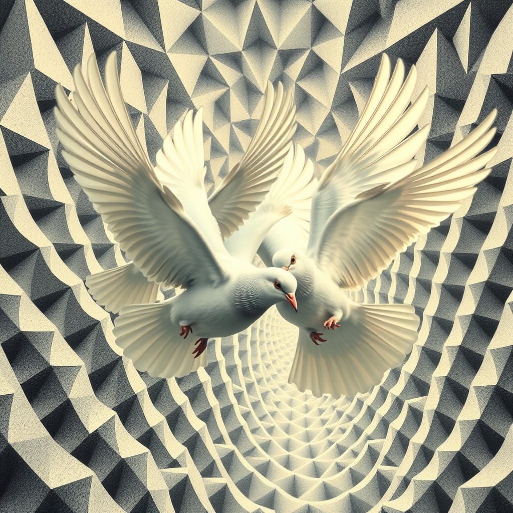 Majestic Doves Emerge from Escher-Inspired Tessellations