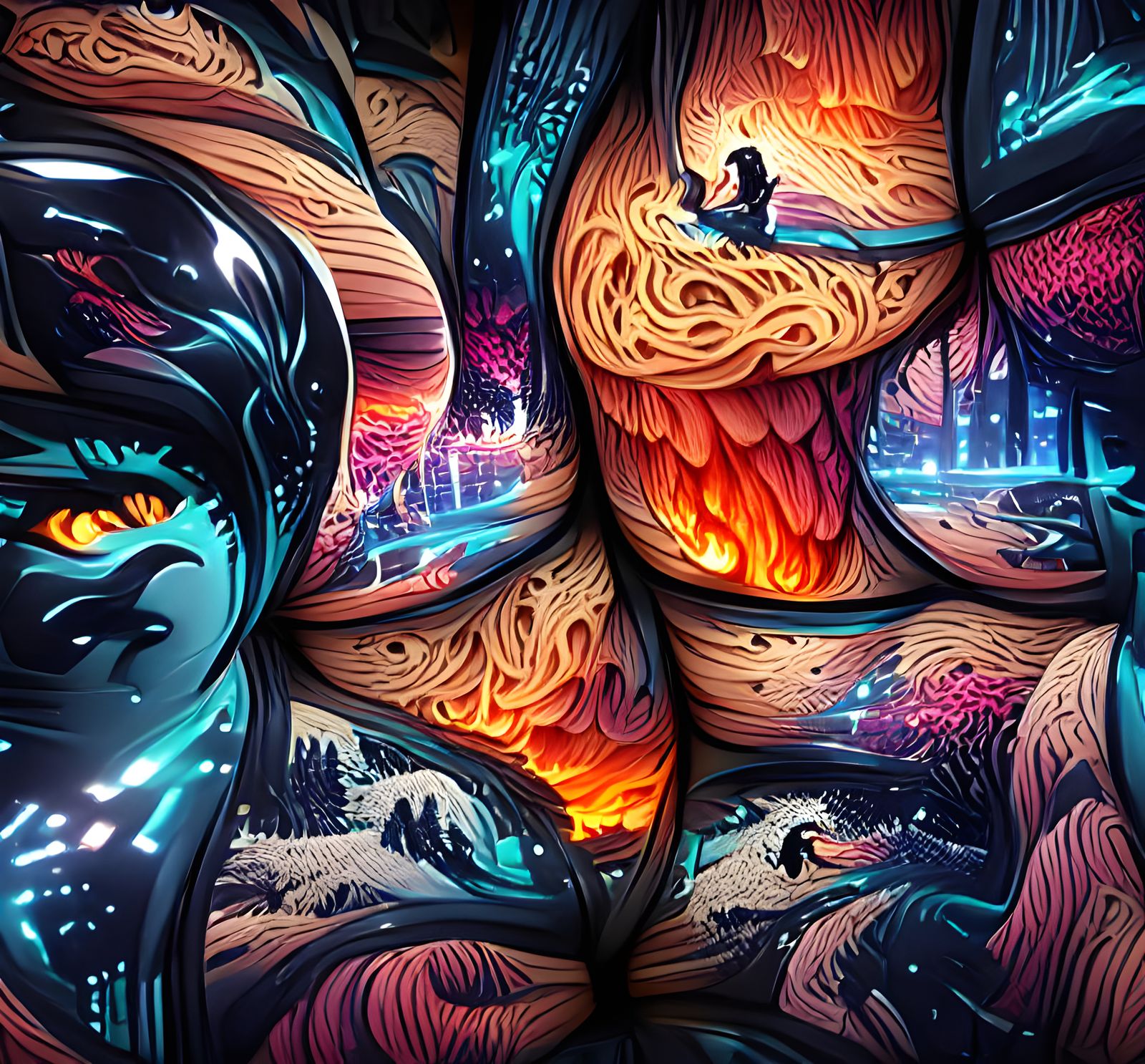 Cosmic Wormhole in Dark Digital Art Style