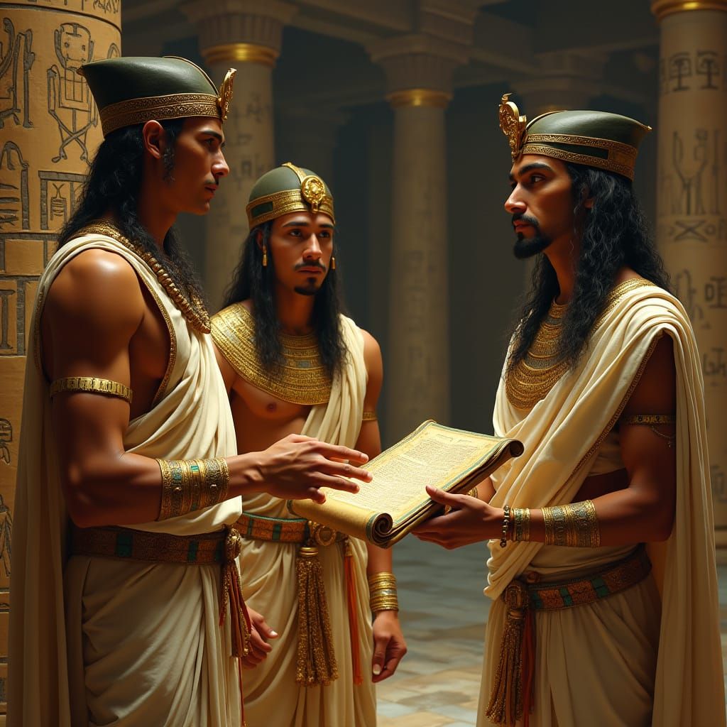 Egyptian Servants Presenting Papyrus to Their Queen