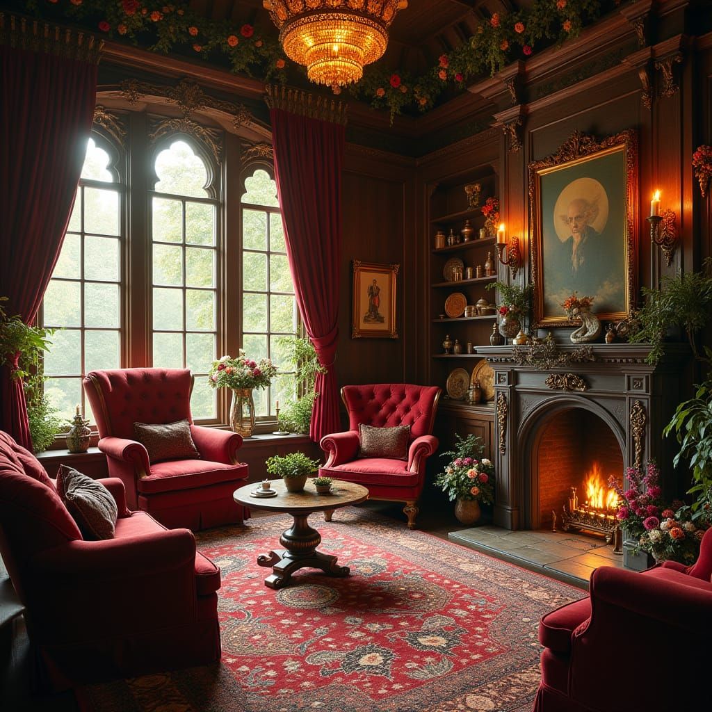 Elegant Treehouse Interior in Golden Light