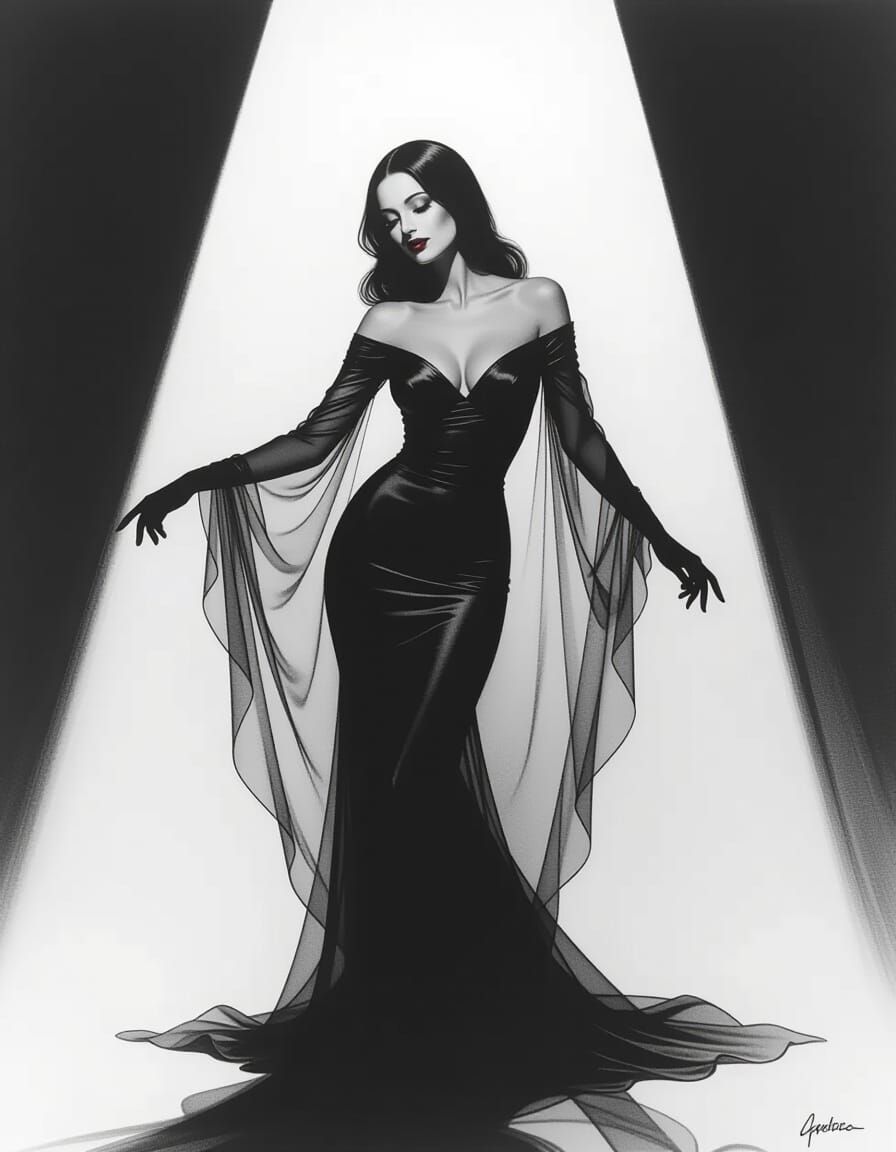 Ghostly Female Silhouette in Charcoal Drawing