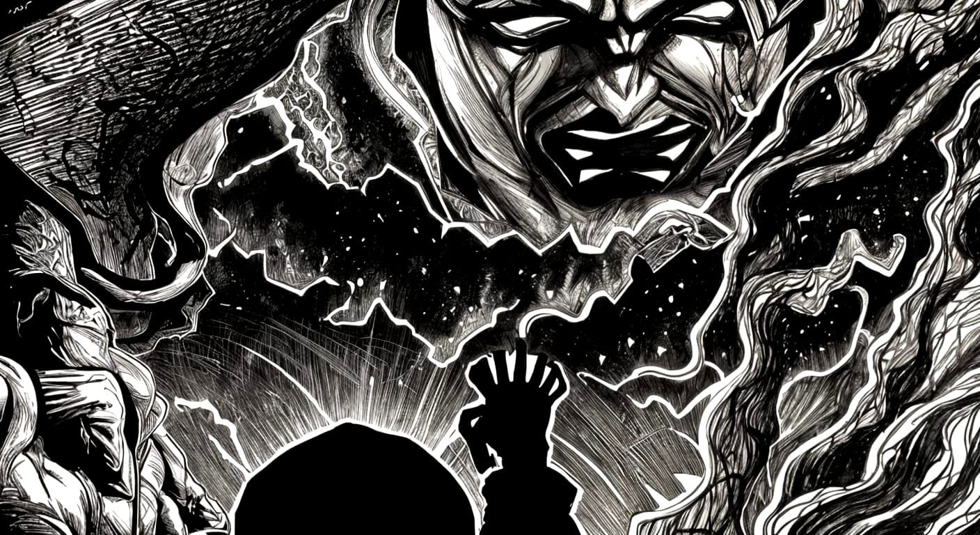 Dark Tarot Card Triptych in Comic Book Style