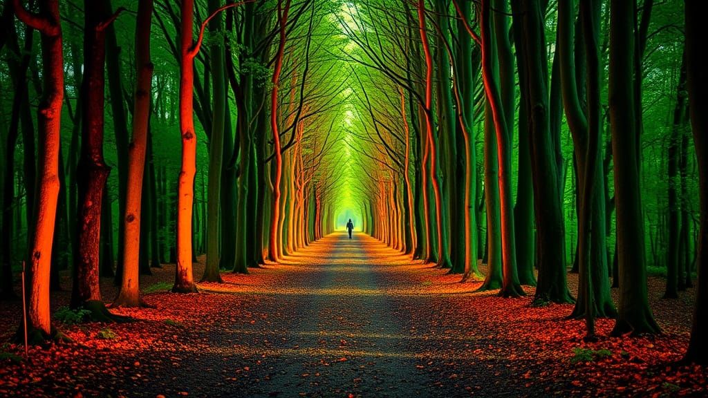 Neon Forest Path: A Digital Art Landscape