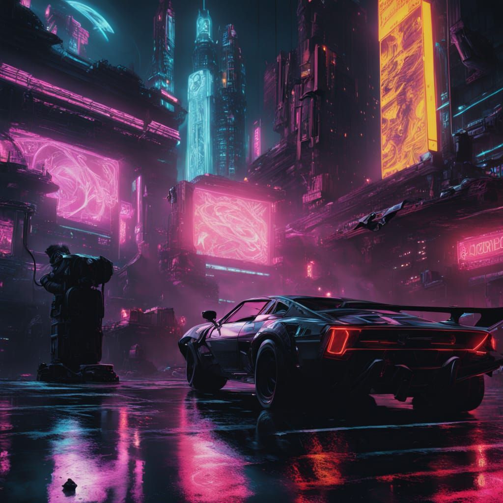 Ethereal Temple in Cyberpunk Gothic Style