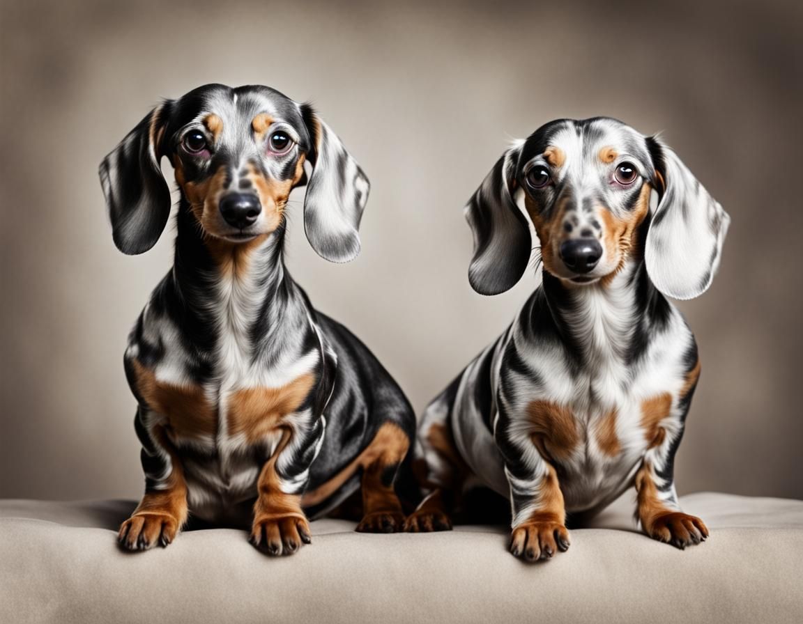 Koda and Gaia - Silver harlequin Dachshund Dogs