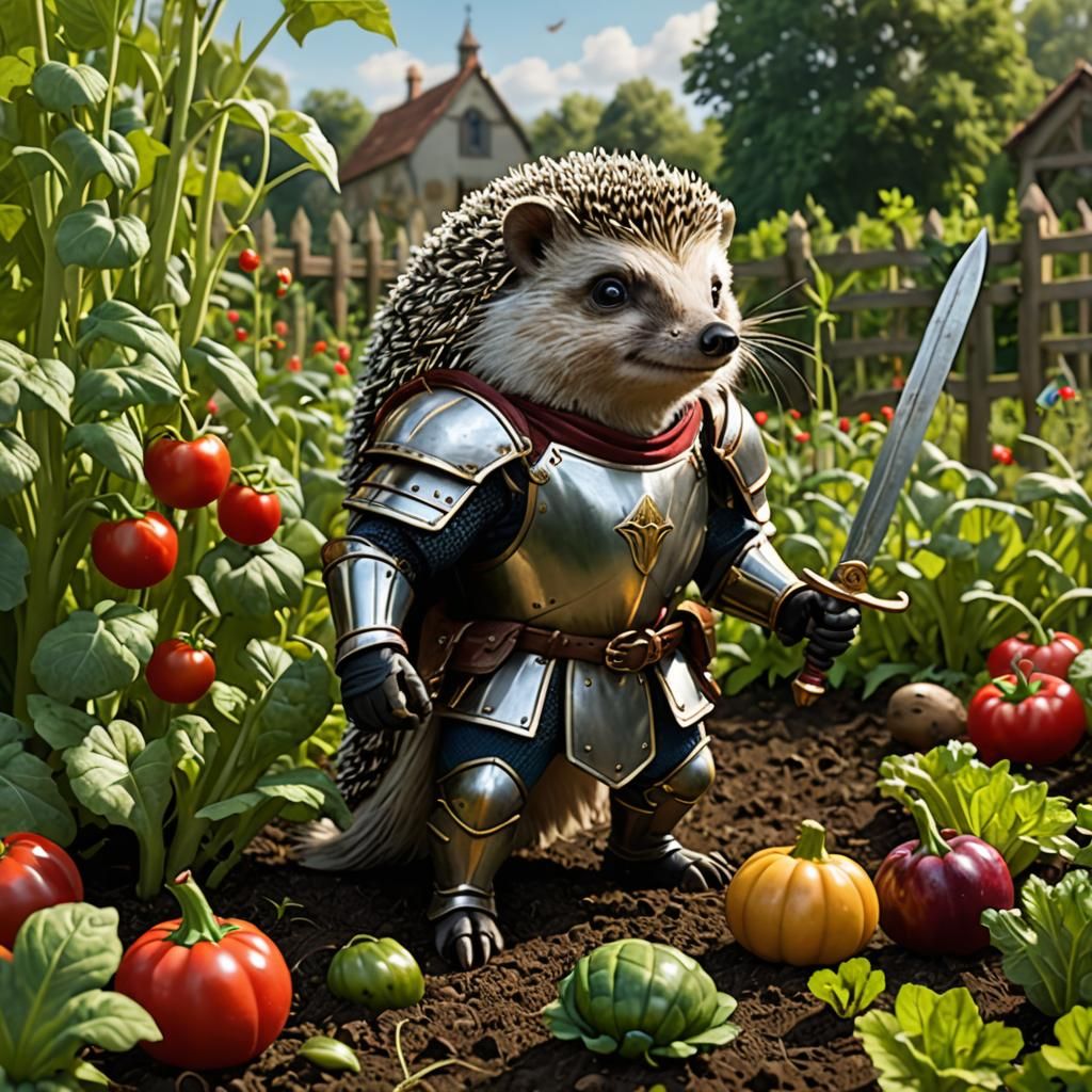 Hedgehog Knight Defends Garden From Slug Attack