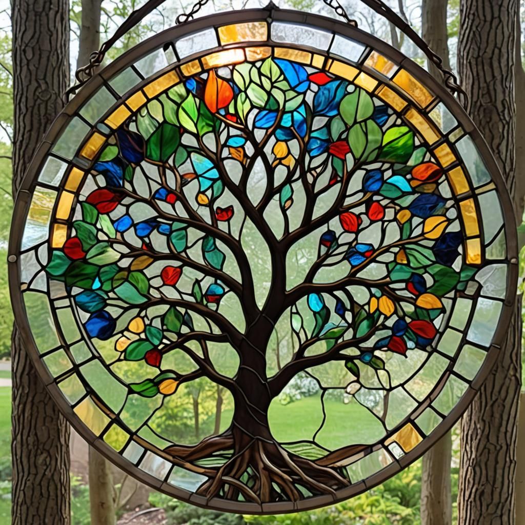 Stained Glass Tree of Life Suncatcher