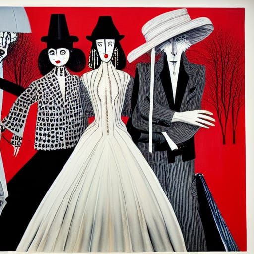 Expressive Fashion Painting in Expressionist Style